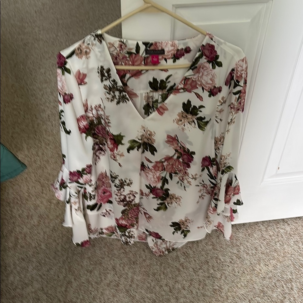 Floral Women's Top - Pink and White